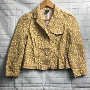 Gap Brown Yellow Dot Textured Blazer